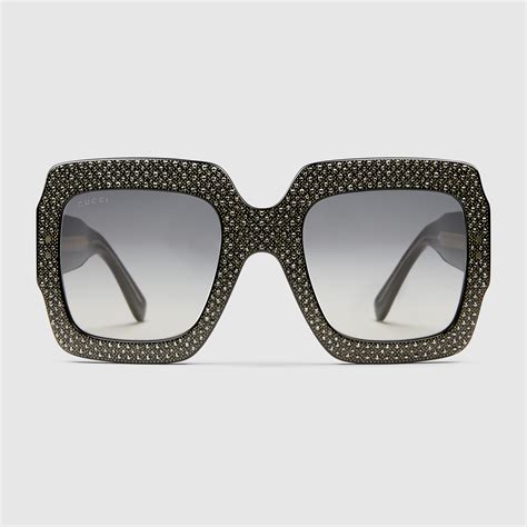 gucci square frame rhinestone sunglasses|Gucci bedazzled sunglasses.